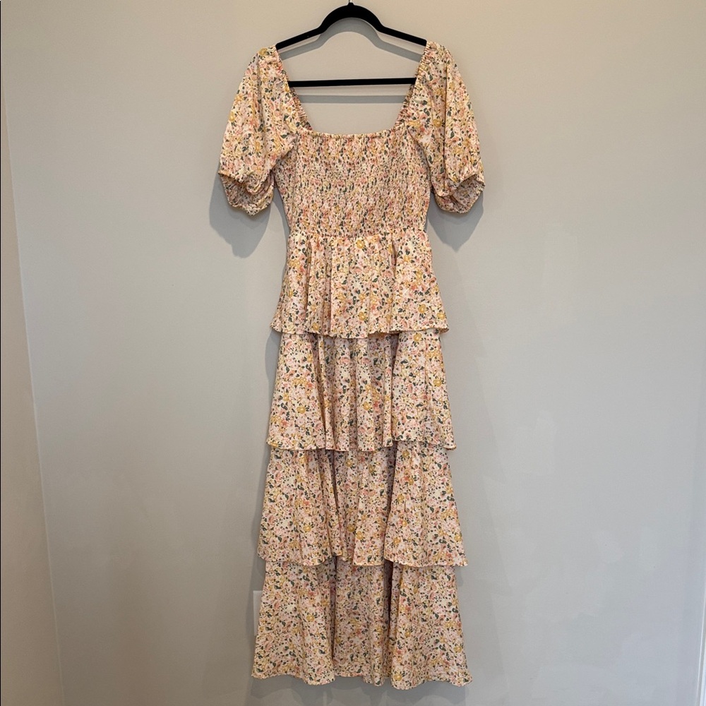 entro Floral Smocked Tiered Maxi Dress